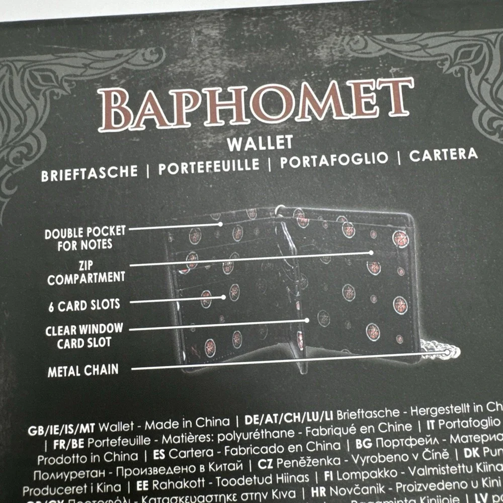 Nemesis Now Baphomet Wallet, Black, One Size New With Box